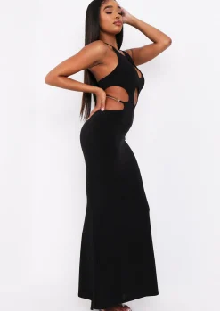 Sale Rhianna Black Cut Out Chain Maxi Dress Women Dresses