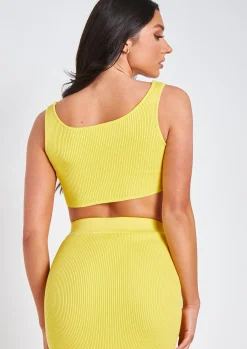 Robyn Yellow Rib Knit Bralet And Midaxi Skirt Co-Ord Set^Missy Empire Fashion