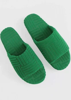 Hot Rochelle Green Terry Slides Women Sandals