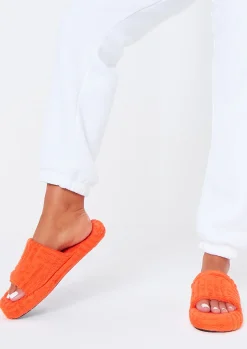 Clearance Rochelle Orange Terry Slides Women Sandals
