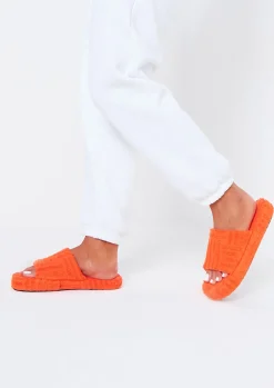 Clearance Rochelle Orange Terry Slides Women Sandals