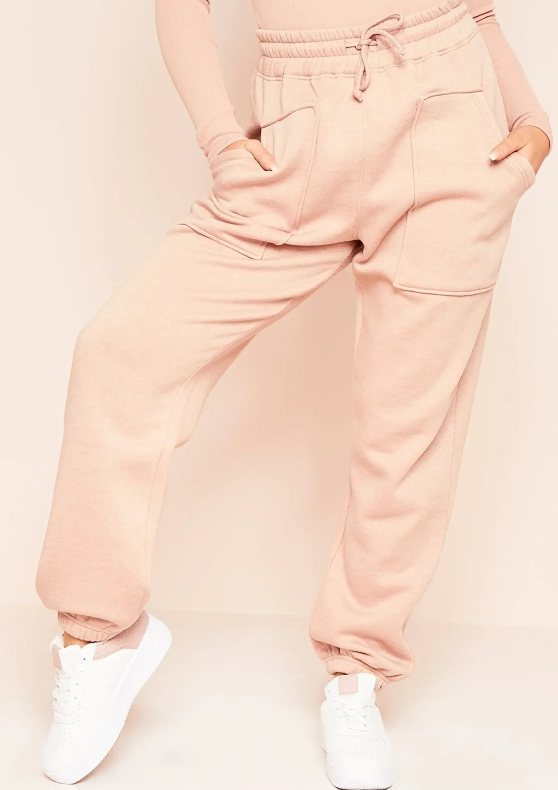 Discount Romy Dusty Rose Pocket Front Oversized Joggers Women Tracksuits