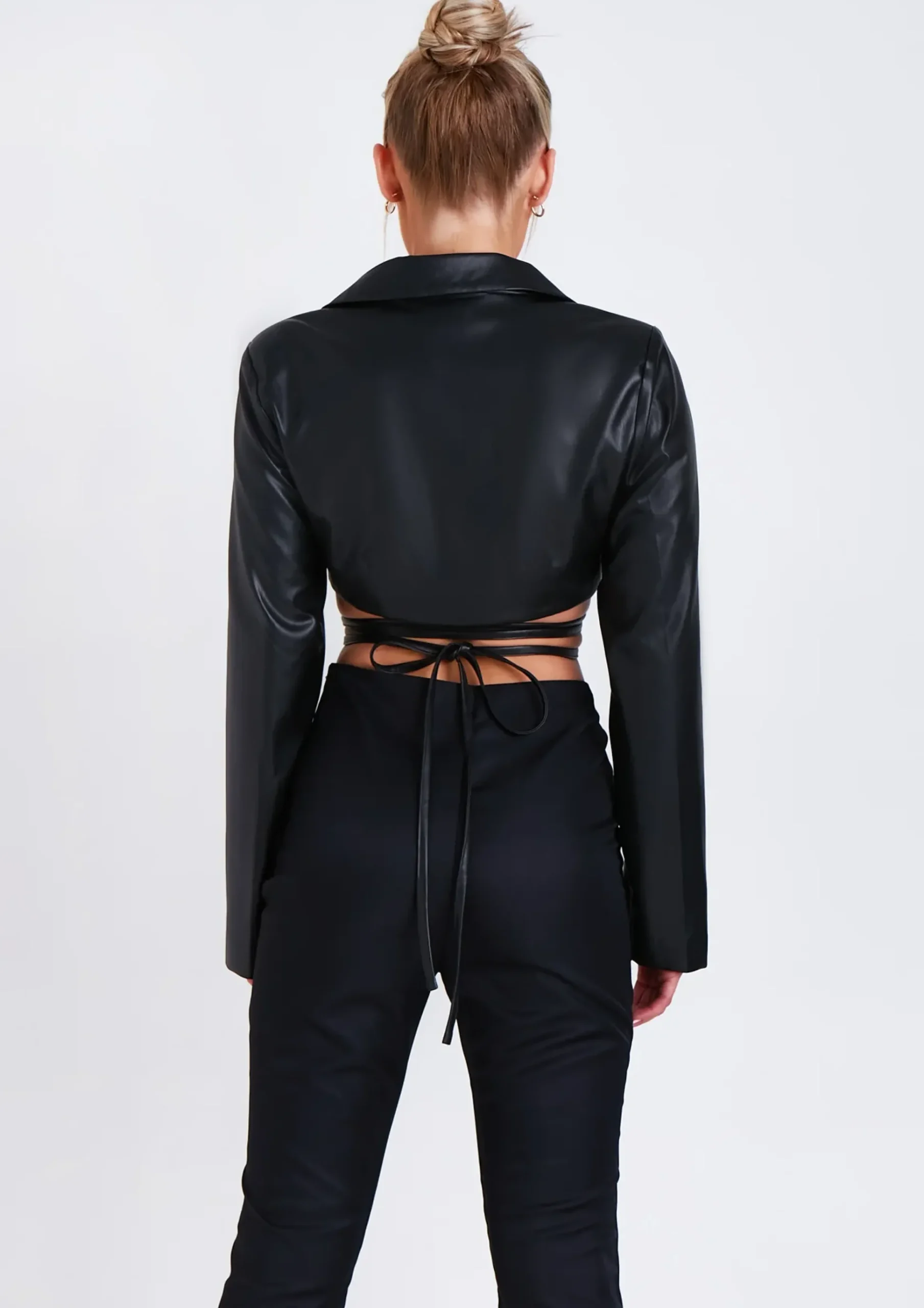 Cheap Ruby Black Lace Up High Waisted Trousers Women Trousers