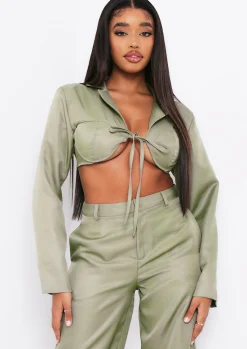 Online Sabrina Khaki High Waisted Trouser Co-Ord Women Trousers