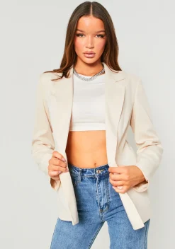 Sabrina Beige Tailored Oversized Blazer^Missy Empire Store