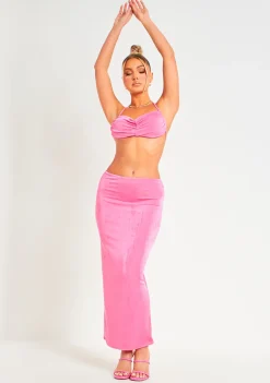 Sabrina Pink Acetate Slinky Ruched Bralet^Missy Empire Discount