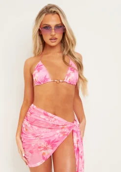 Sadie Pink Floral Print Sarong^Missy Empire Store