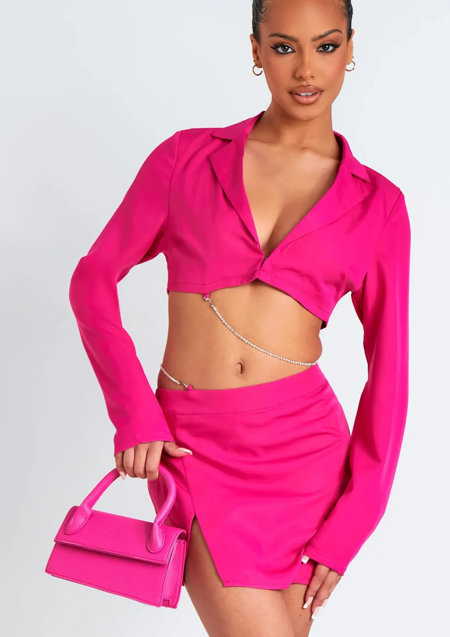 Sadie Pink Mini Skirt With Split Co-Ord^Missy Empire Best
