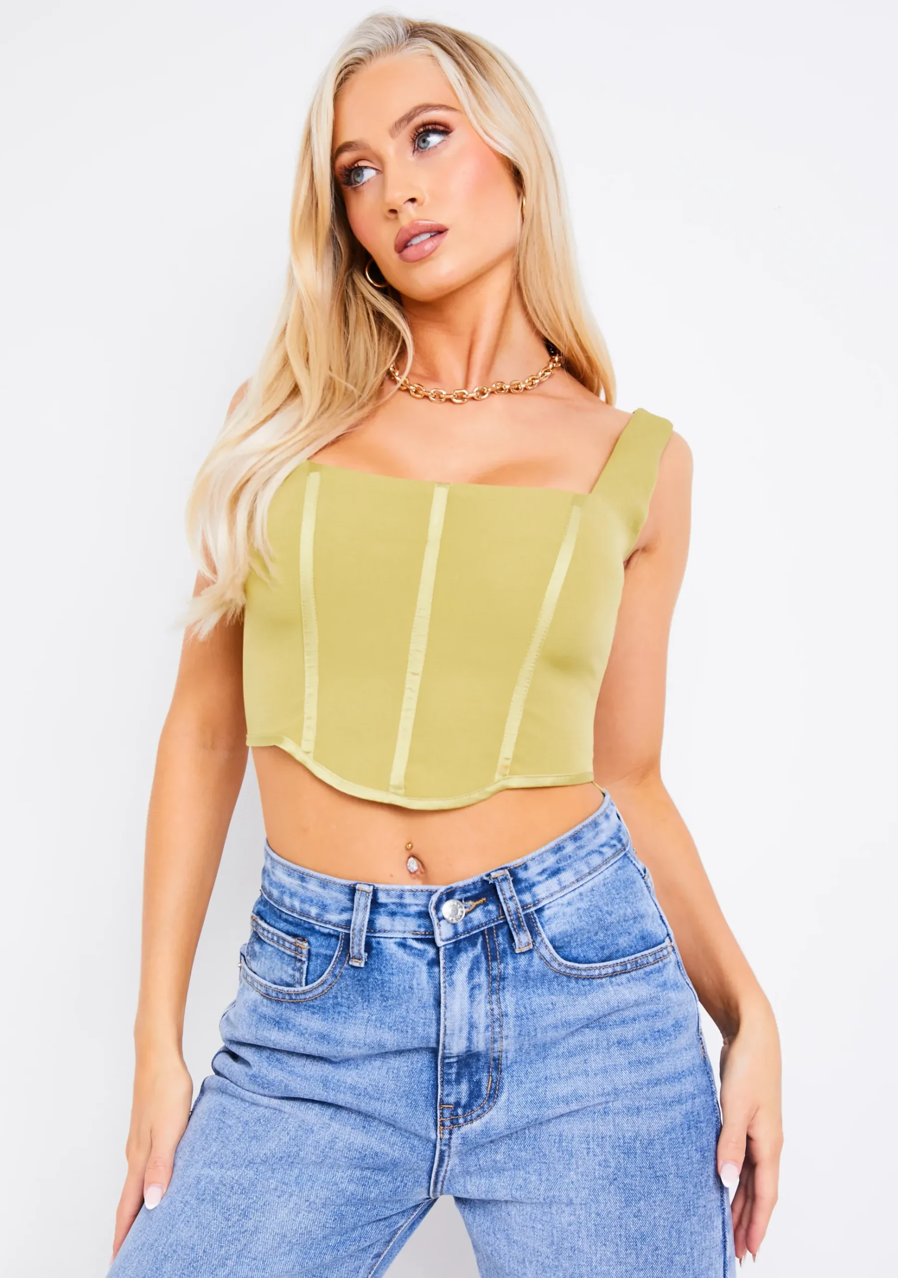 Safiyya Khaki Corset Top^Missy Empire Cheap
