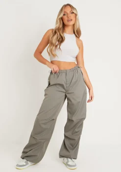 Sale Samantha Charcoal Parachute Cargo Pants Women Trousers