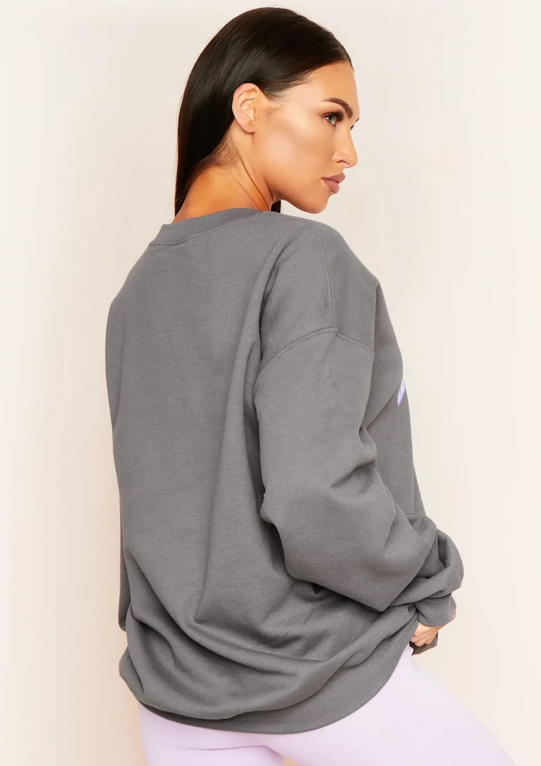 Sancia Charcoal Babygirl Slogan Oversized Sweatshirt^Missy Empire New