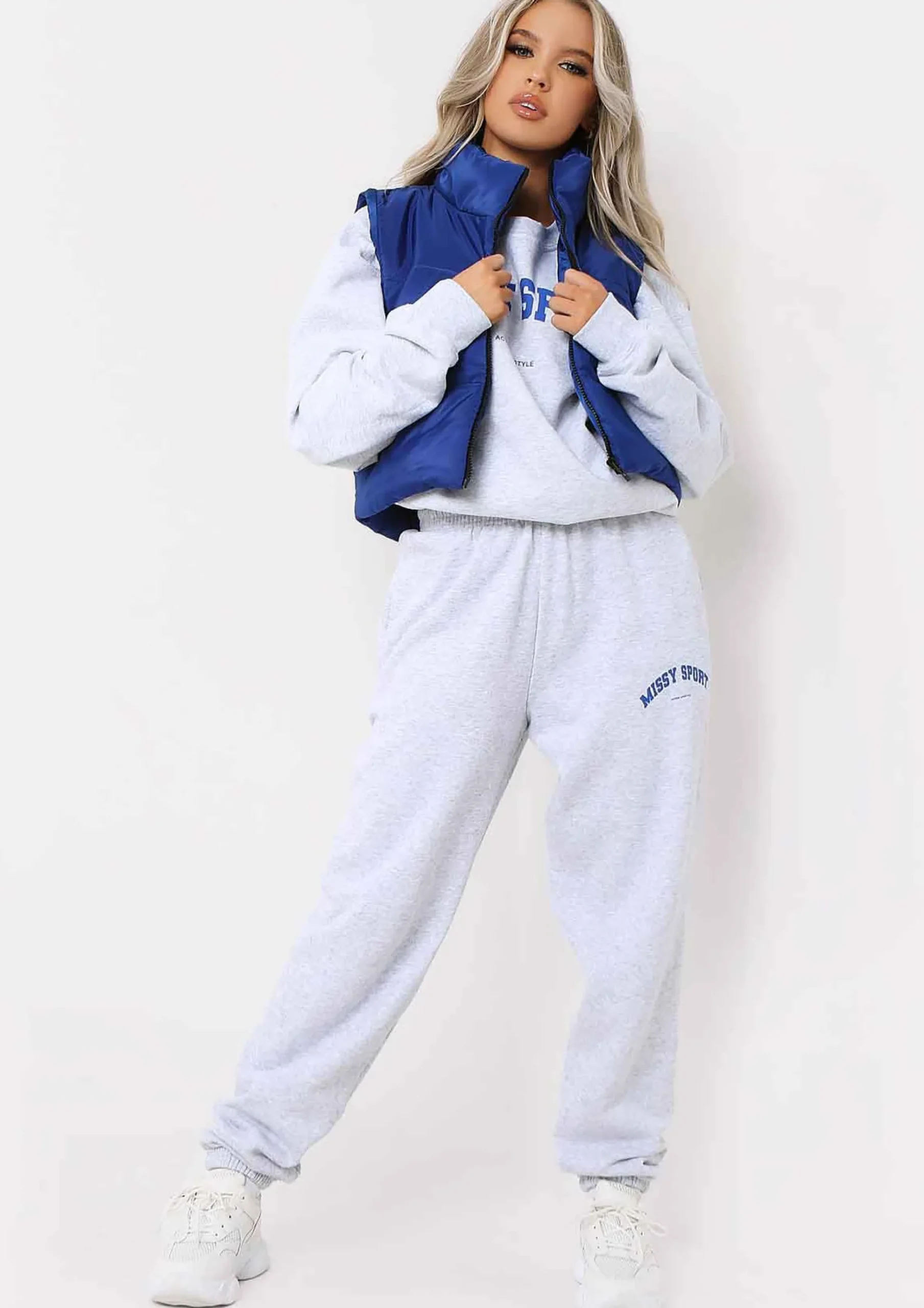 Sapphire Cobalt Blue Cropped Puffer Gilet^Missy Empire New