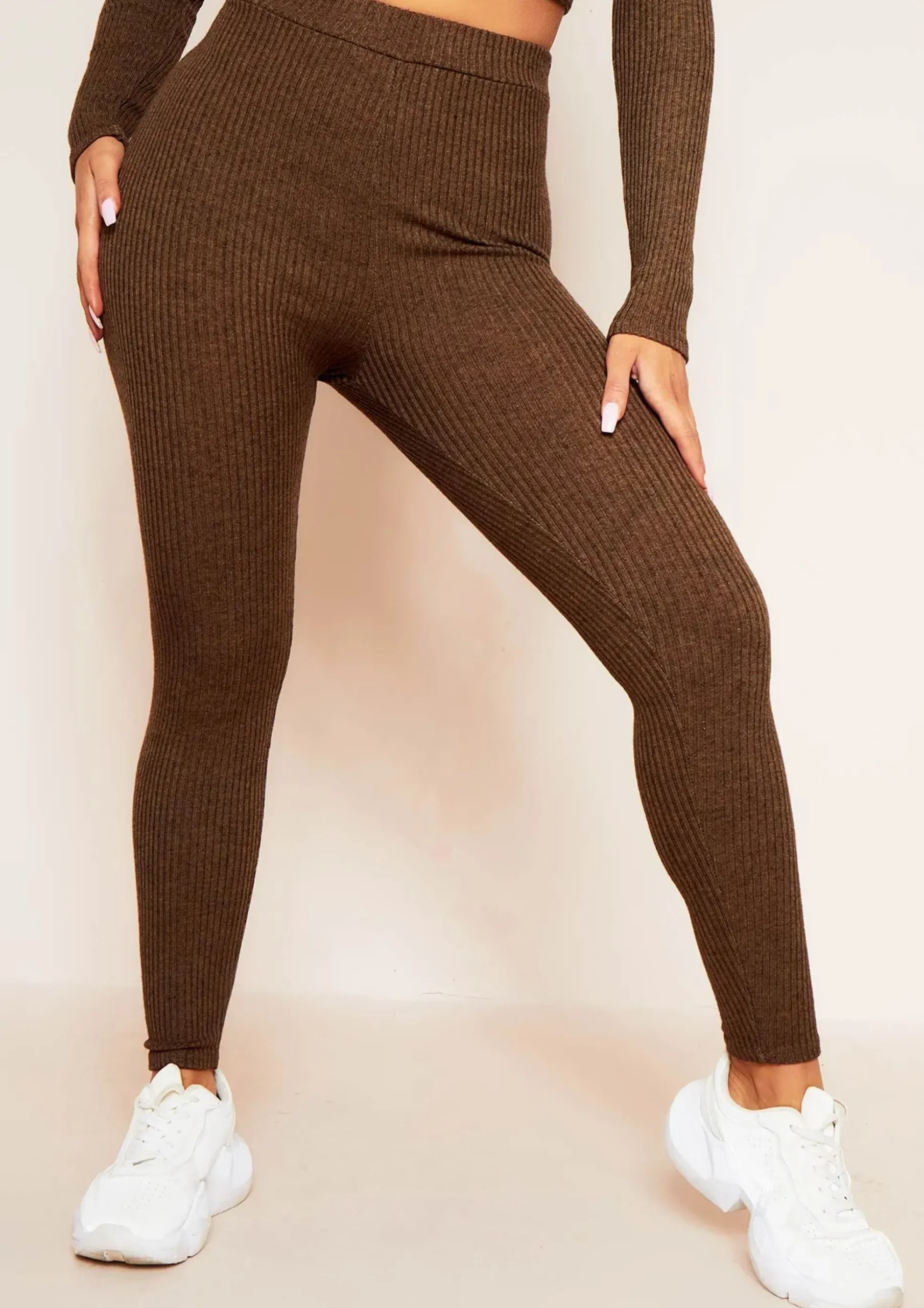 Fashion Sarah Chocolate Brushed Ribbed Legging Women Loungewear