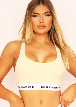 Sarah Cream Tape Racer Back Cropped Bralet^Missy Empire Cheap