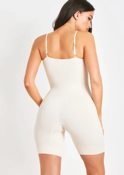 Flash Sale Sariah Cream Ribbed Seamless Strappy Unitard Women Seamless & Shapewear