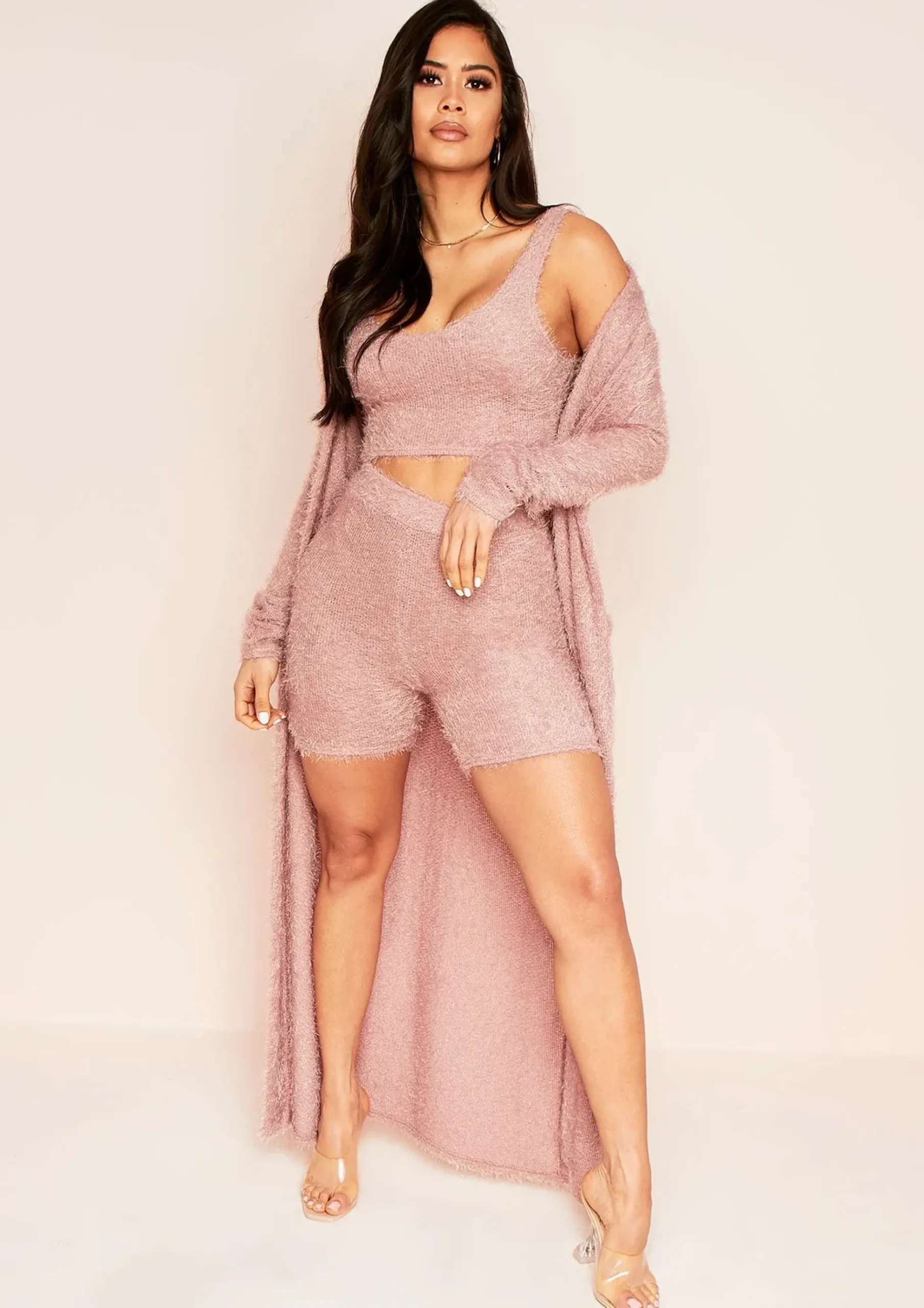 Best Seena Rose Fluffy Knit High Waist Shorts Women Shorts