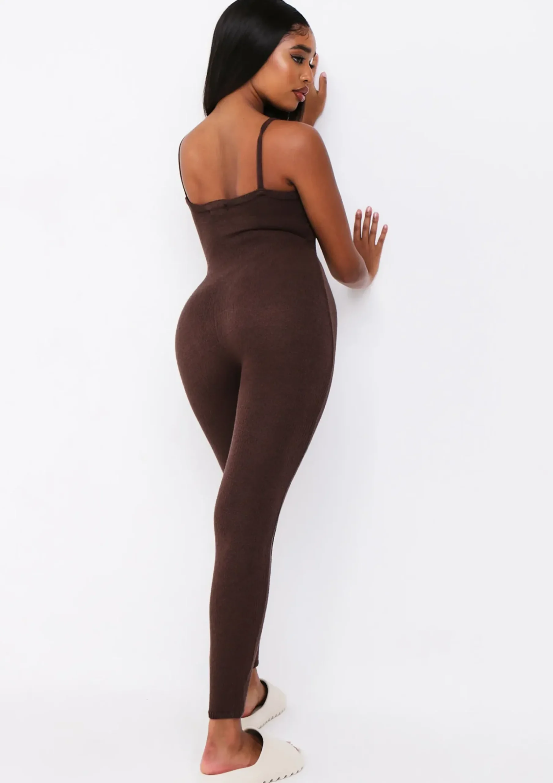 Best Sale Serena Chocolate Knitted Strappy Jumpsuit Women Loungewear
