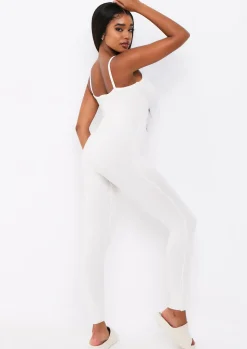 Hot Serena Cream Knitted Strappy Jumpsuit Women Jumpsuits & Playsuits