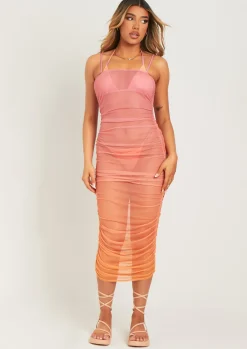 Best Sale Sharon Pink Ombre Print Mesh Midaxi Dress Women Dresses