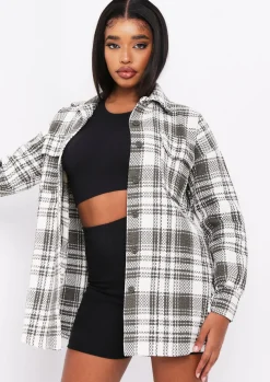 Shelby Green Checked Shacket^Missy Empire Discount