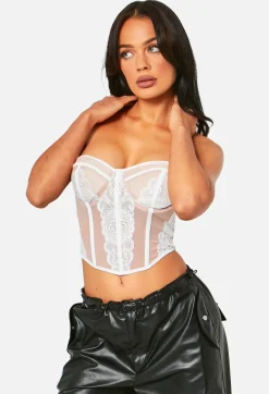 Shyla White Lace Cropped Corset Top^Missy Empire Shop