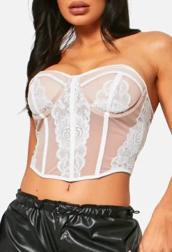 Shyla White Lace Cropped Corset Top^Missy Empire Shop