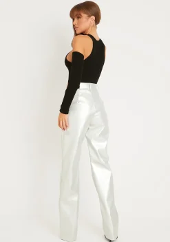 Skye Black Knitted Cold Shoulder Cut Out Bodysuit^Missy Empire Clearance