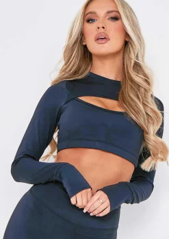 Sofia Black Cut Out Gym Crop Top^Missy Empire Sale