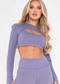 Sofia Grey Cut Out Gym Crop Top^Missy Empire Hot