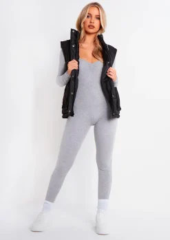 Online Soph Grey Wide Neck Jumpsuit Women Jumpsuits & Playsuits