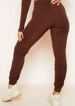 Shop Sophie Chocolate Soft Ribbed Drawstring Joggers Women Loungewear