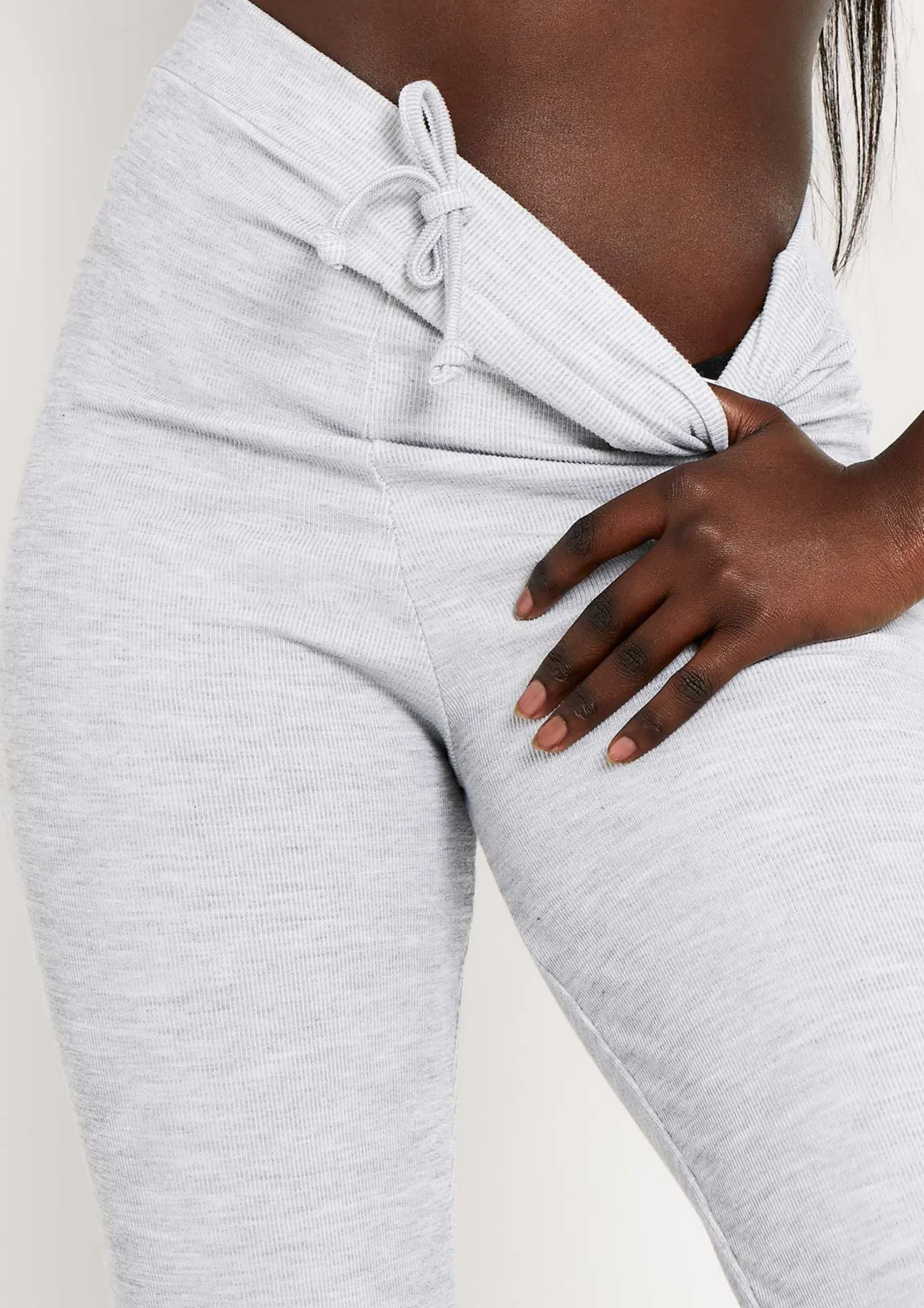 Discount Sophie Grey Soft Ribbed Drawstring Joggers Women Loungewear