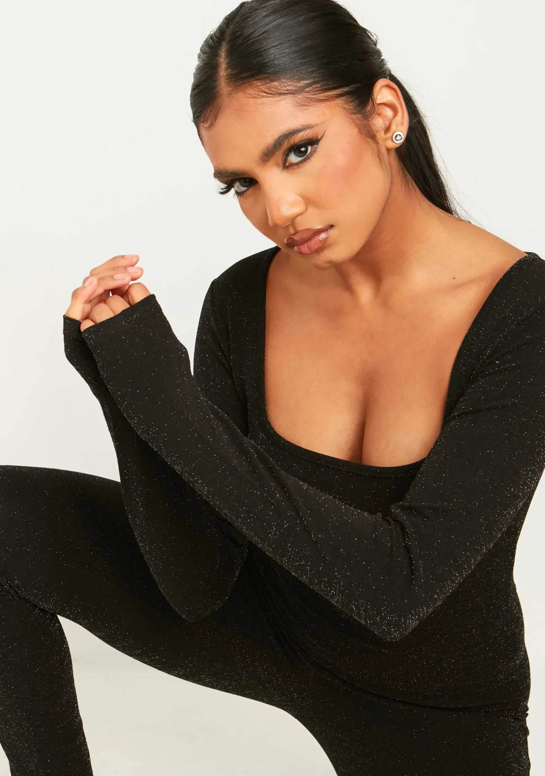 Sale Stacey Black Glitter Square Neck Jumpsuit Women Jumpsuits & Playsuits
