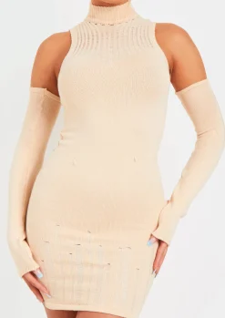 Discount Stacie Stone Laddered Knitted Mini Dress With Sleeves Women Dresses