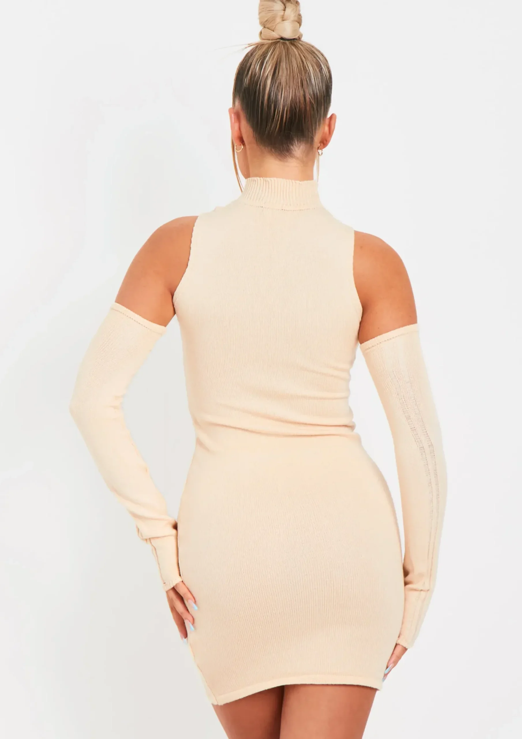 Discount Stacie Stone Laddered Knitted Mini Dress With Sleeves Women Dresses