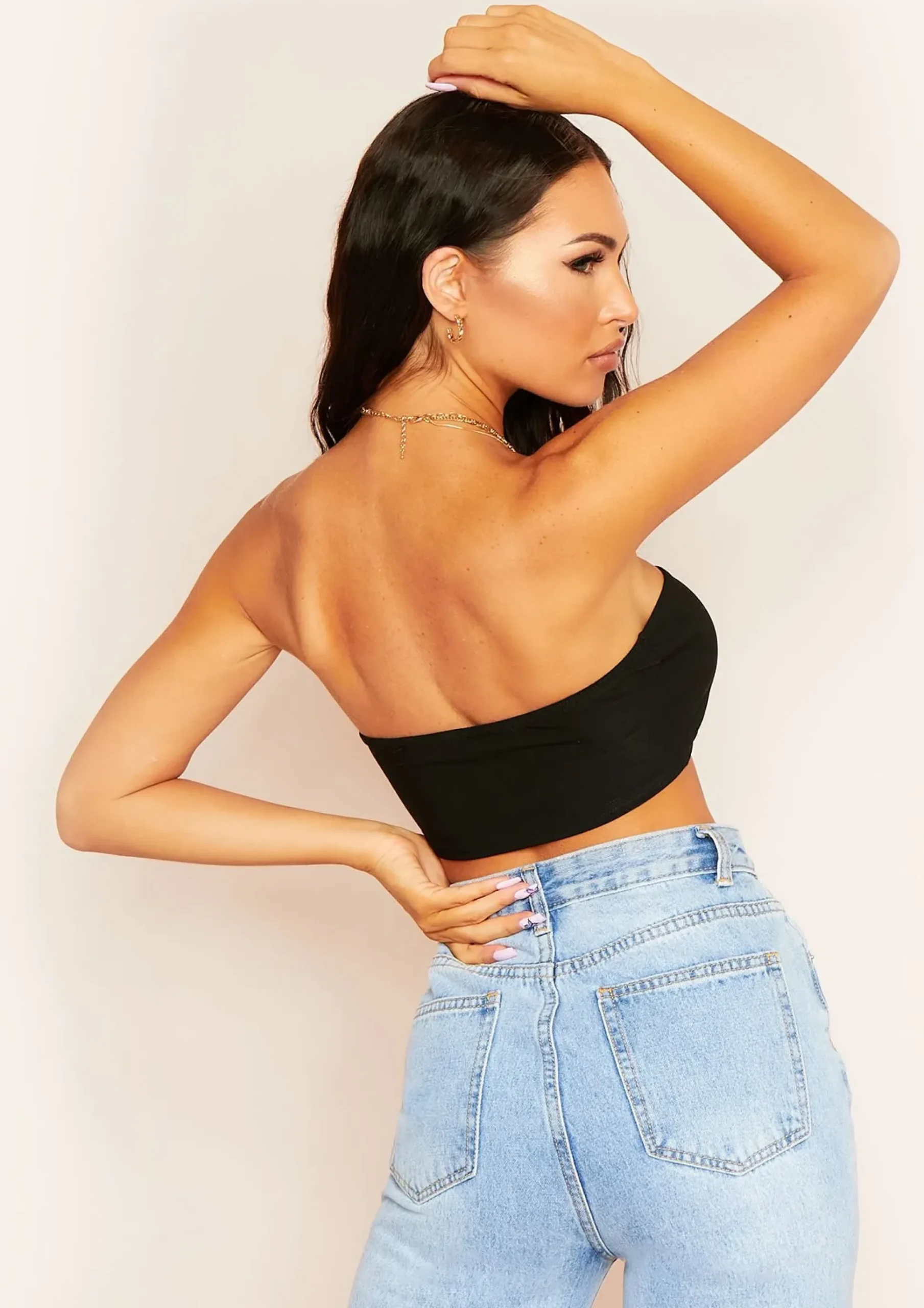 Stella Black Bandeau Crop Top^Missy Empire Hot