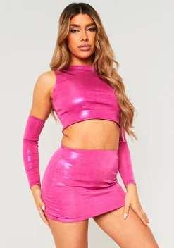 Stephanie Pink Metallic Micro Mini Skirt^Missy Empire Sale