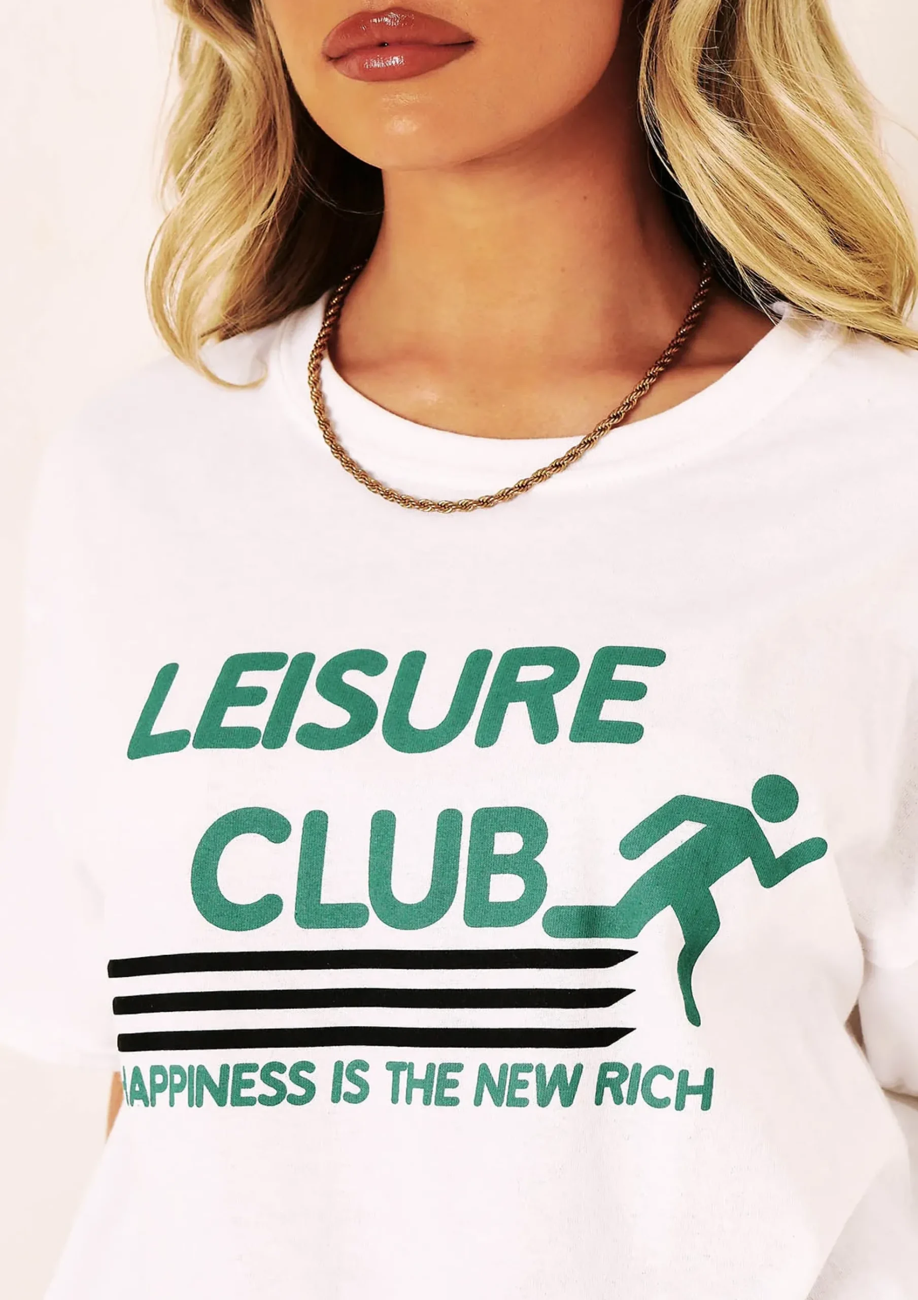 Sullivan White Leisure Club Slogan T-Shirt^Missy Empire Store