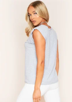 Susana Grey Padded Shoulder Oversized T-Shirt^Missy Empire Discount