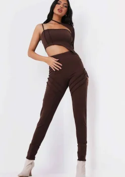 Shop Syd Chocolate Ribbed Panel Leggings Women Loungewear