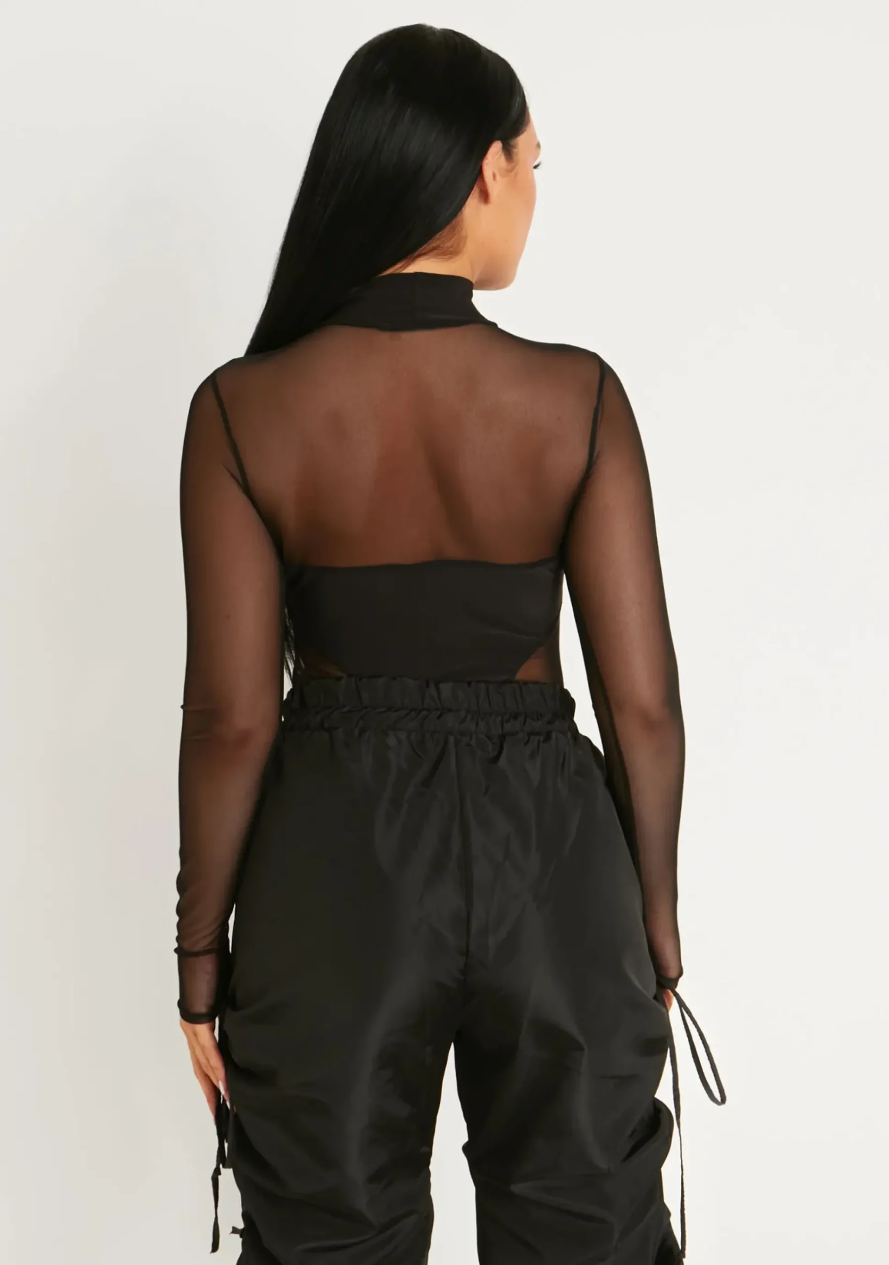 Tabitha Black Mesh Panel Bodysuit^Missy Empire Online