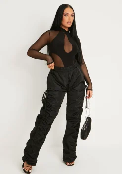 Tabitha Black Mesh Panel Bodysuit^Missy Empire Online