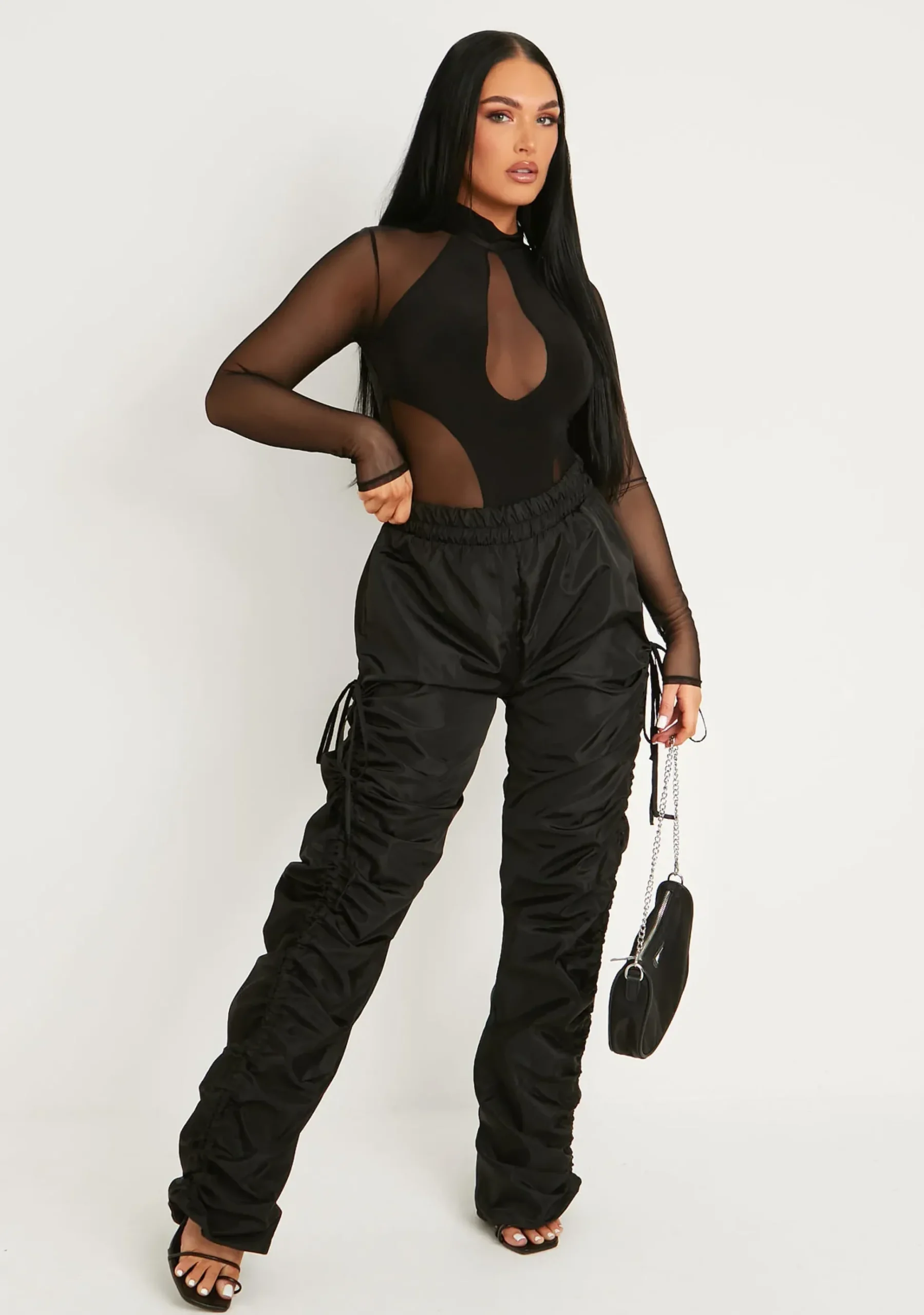 Tabitha Black Mesh Panel Bodysuit^Missy Empire Online