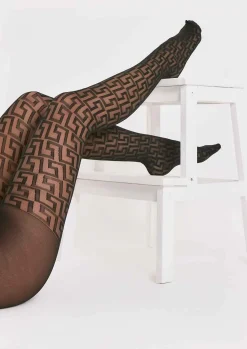 Cheap Talia Black Patterned Tights Women Socks & Tights