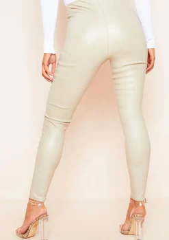 Hot Tallis Stone High Waisted Vegan Leather Smooth Finish Leggings Women Leggings