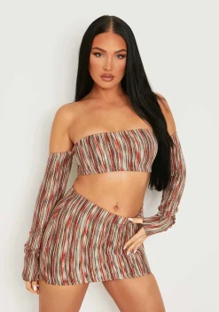 Talulla Multi Stripe Cold Shoulder Bandeau Crop Top^Missy Empire Clearance