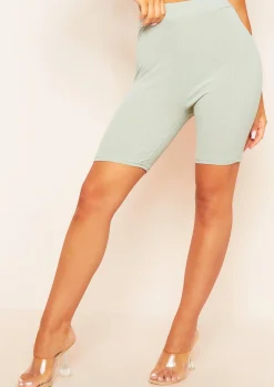 Clearance Tana Sage High Waist Ribbed Cycle Shorts Women Shorts