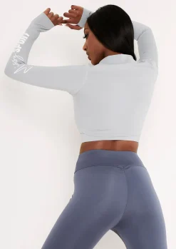 Shop Tana Pale Blue Missy Sport Zip Through Cropped Gym Jacket Women Activewear