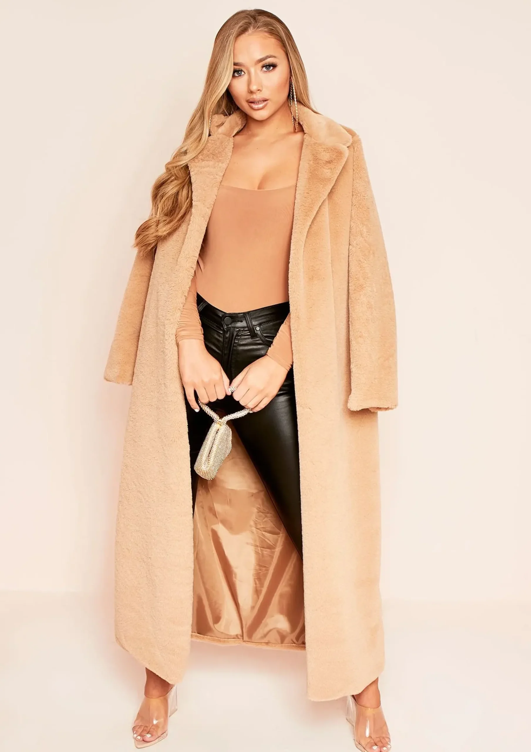 Tara Camel Slinky Square Neck Bodysuit^Missy Empire Best Sale