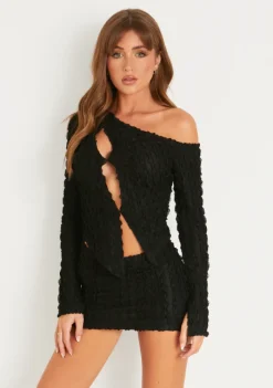 Tasha Black Textured Micro Mini Skirt^Missy Empire Sale
